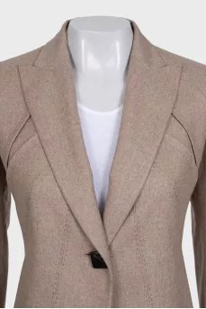 Cashmere jacket with silk lining and button