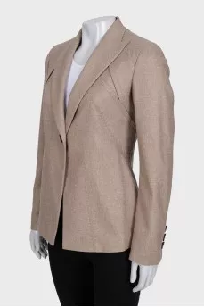 Cashmere jacket with silk lining and button