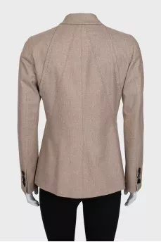 Cashmere jacket with silk lining and button