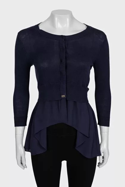 Dark blue cardigan with logo