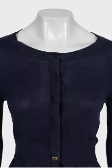 Dark blue cardigan with logo