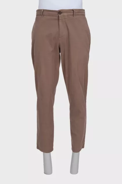 Мужские коричневые брюки slim fit