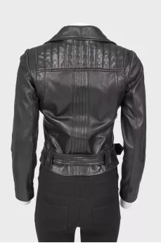Black leather zipper jacket
