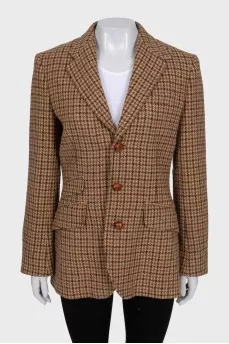 Single-breasted jacket in houndstooth print