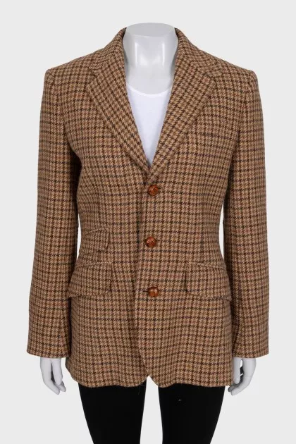 Single-breasted jacket in houndstooth print