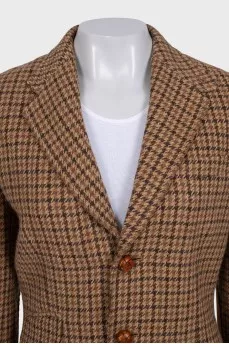 Single-breasted jacket in houndstooth print