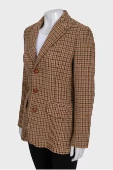 Single-breasted jacket in houndstooth print
