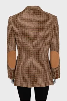 Single-breasted jacket in houndstooth print