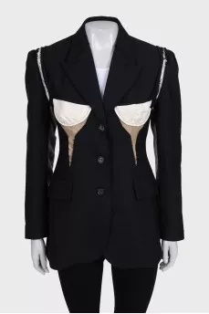 Black embellished button-down jacket