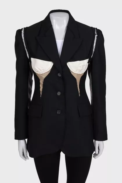 Black embellished button-down jacket