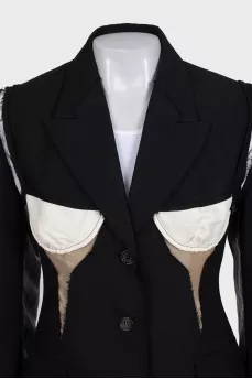 Black embellished button-down jacket