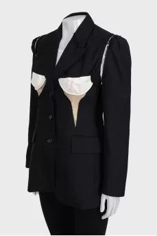 Black embellished button-down jacket