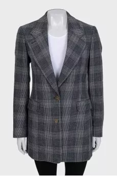 Straight-cut jacket with a checkered print