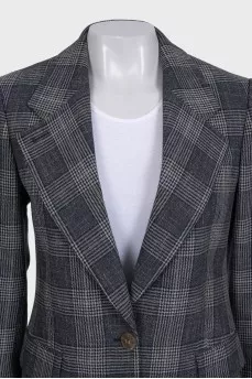 Straight-cut jacket with a checkered print
