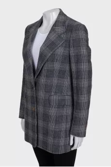 Straight-cut jacket with a checkered print