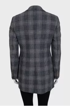 Straight-cut jacket with a checkered print