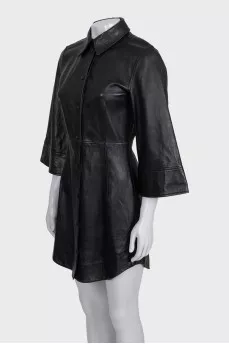 Fitted leather dress with buttons