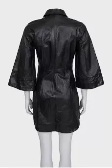 Fitted leather dress with buttons