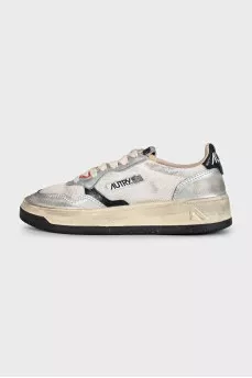 Gray sneakers with a distressed effect