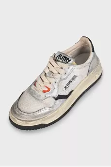Gray sneakers with a distressed effect
