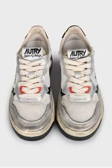 Gray sneakers with a distressed effect