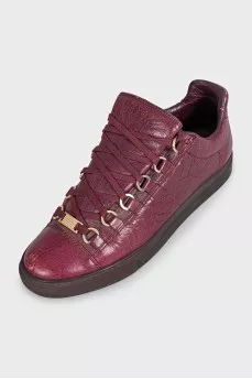 Red leather sneakers