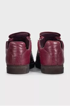 Red leather sneakers