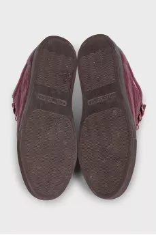 Red leather sneakers