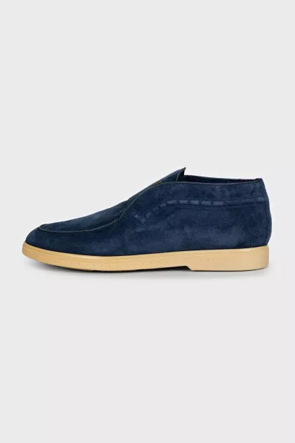 Men's high top blue suede loafers