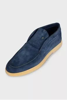 Men's high top blue suede loafers