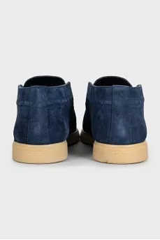 Men's high top blue suede loafers