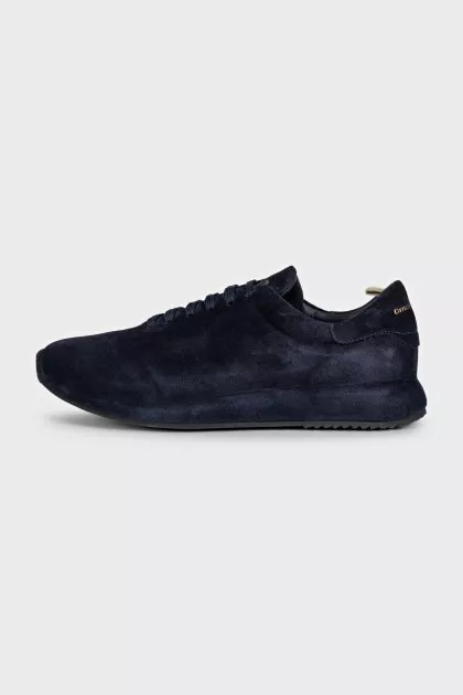 Men's blue suede sneakers with tag