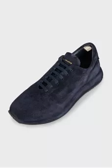 Men's blue suede sneakers with tag