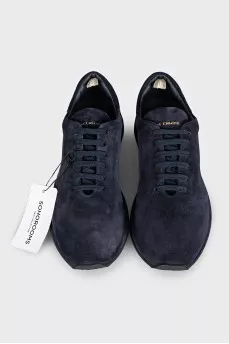 Men's blue suede sneakers with tag