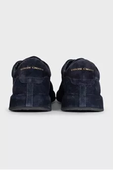 Men's blue suede sneakers with tag