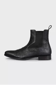 Men's black leather boots
