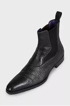 Men's black leather boots