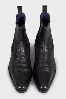 Men's black leather boots