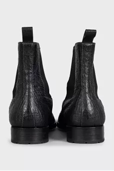 Men's black leather boots
