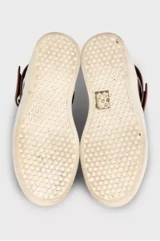 Brown leather high-top sneakers