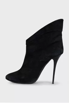 Black suede ankle boots with cuffs