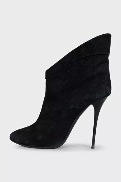 Black suede ankle boots with cuffs