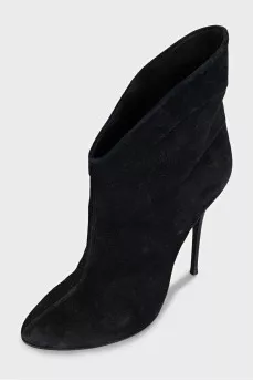 Black suede ankle boots with cuffs