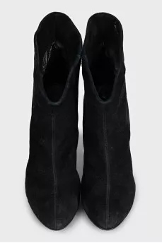 Black suede ankle boots with cuffs