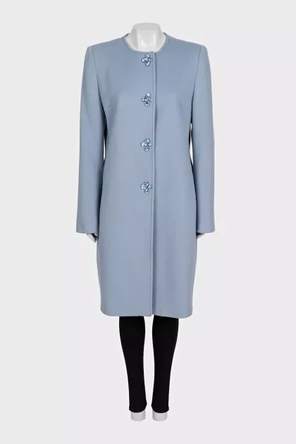 Wool coat decorated with crystals