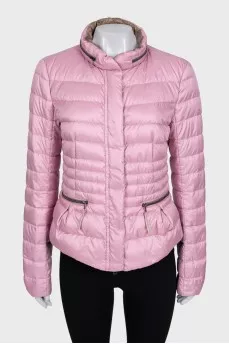 Pink quilted fitted down jacket