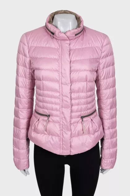 Pink quilted fitted down jacket