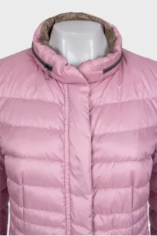 Pink quilted fitted down jacket