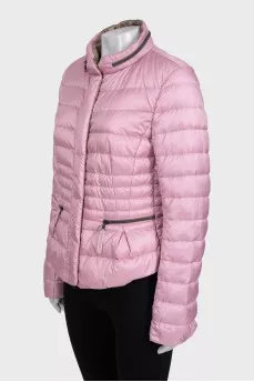 Pink quilted fitted down jacket