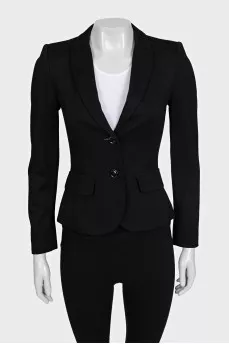 Black fitted button-down jacket